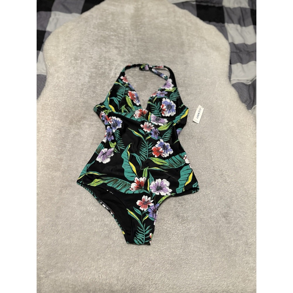 New Old Navy Women's One Piece Swimsuit Bikini Floral Size Medium Tall NWT